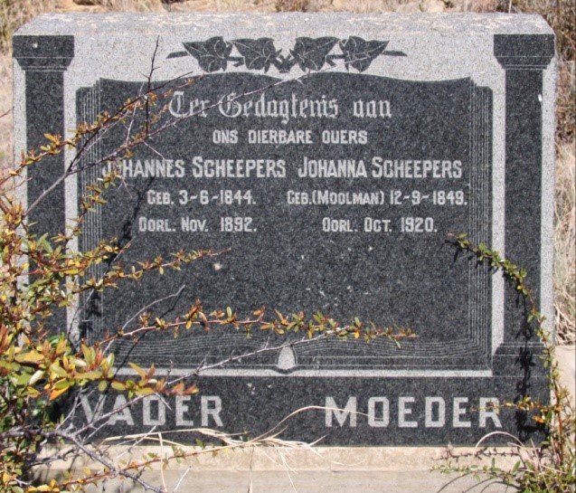 SCHEEPERS Johannes 1844-1892 &amp; Johanna MOOLMAN 1849-1920