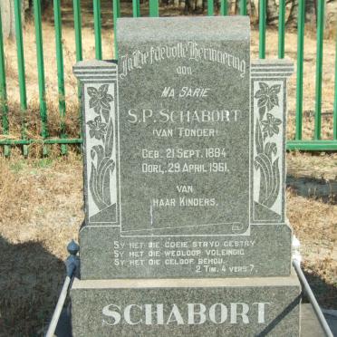 SCHABORT S.P., nee VAN TONDER  1884-1961