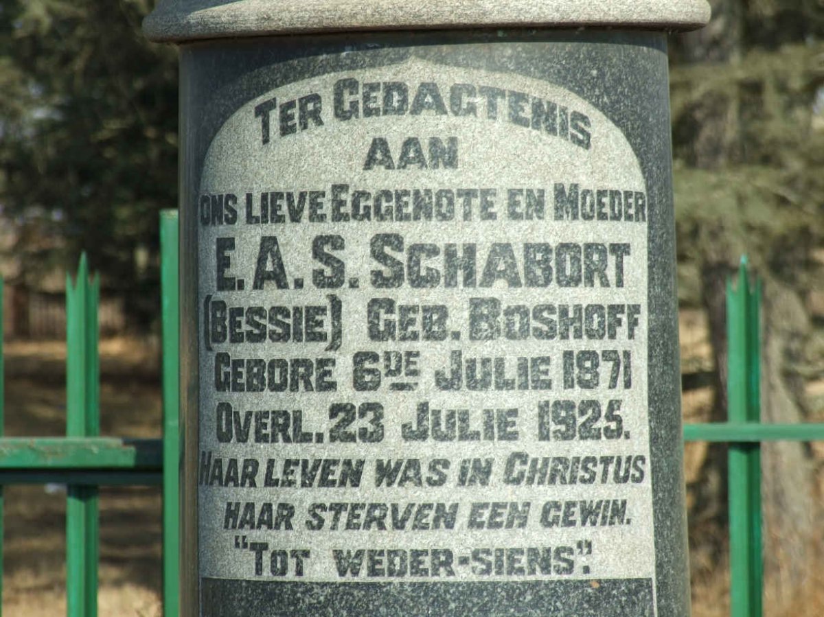 SCHABORT E.A.S. nee BOSHOFF 1871-1925