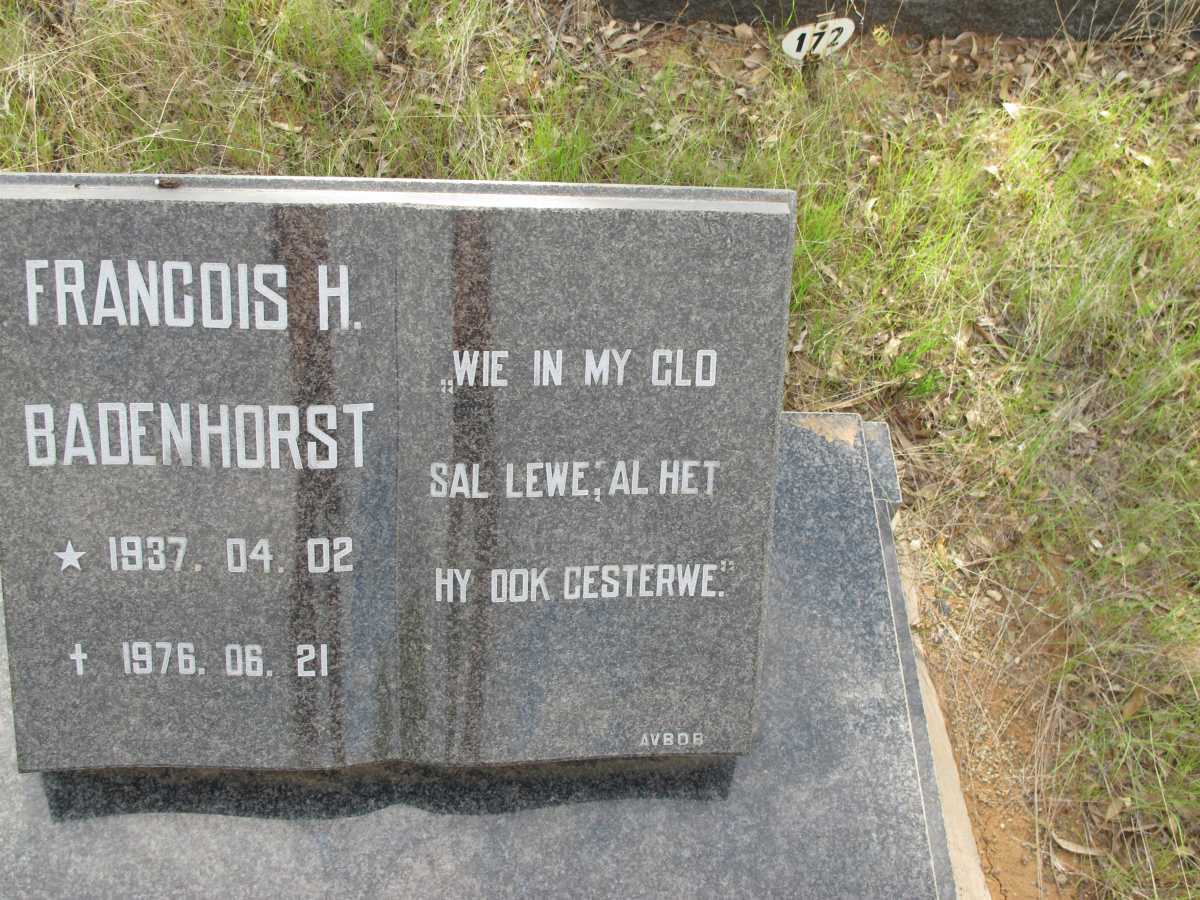 BADENHORST Francois H. 1937-1976