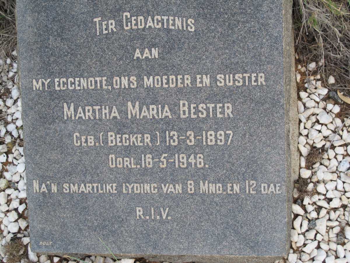 BESTER Martha Maria nee BECKER  1897-1946