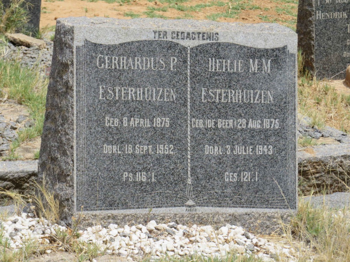 ESTERHUIZEN Gerhardus P. 1875-1952 &amp; Heilie M.M. 1875-1943