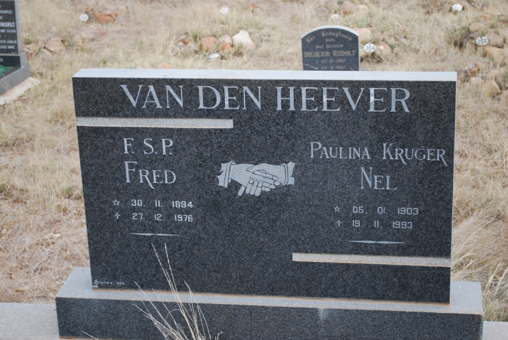 HEEVER F.S.P., van den 1894-1976 &amp; Pauline Kruger NEL 1903-1993