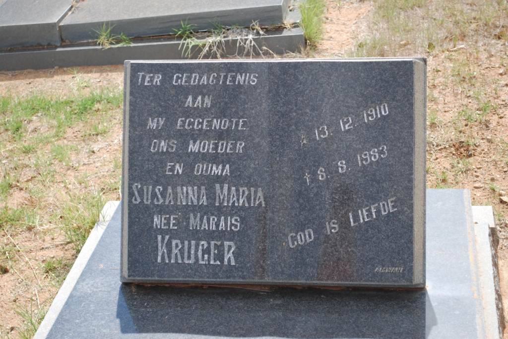 KRUGER Susanna Maria nee MARAIS 1910-1983