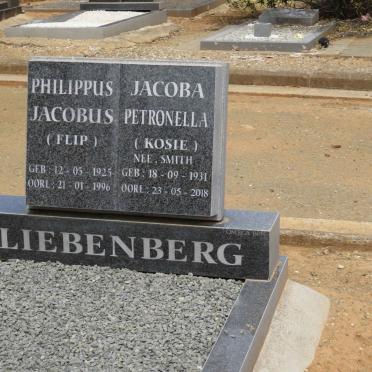LIEBENBERG Philippus Jacobus 1925-1996 &amp; Jacoba Petronella SMITH 1931-2018