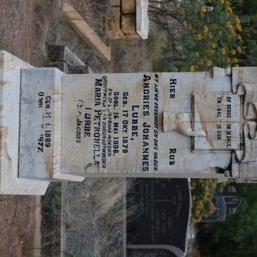 LUBBE Andries Johannes 1879-1936 &amp; Maria Petronella JACOBS 1889-1977