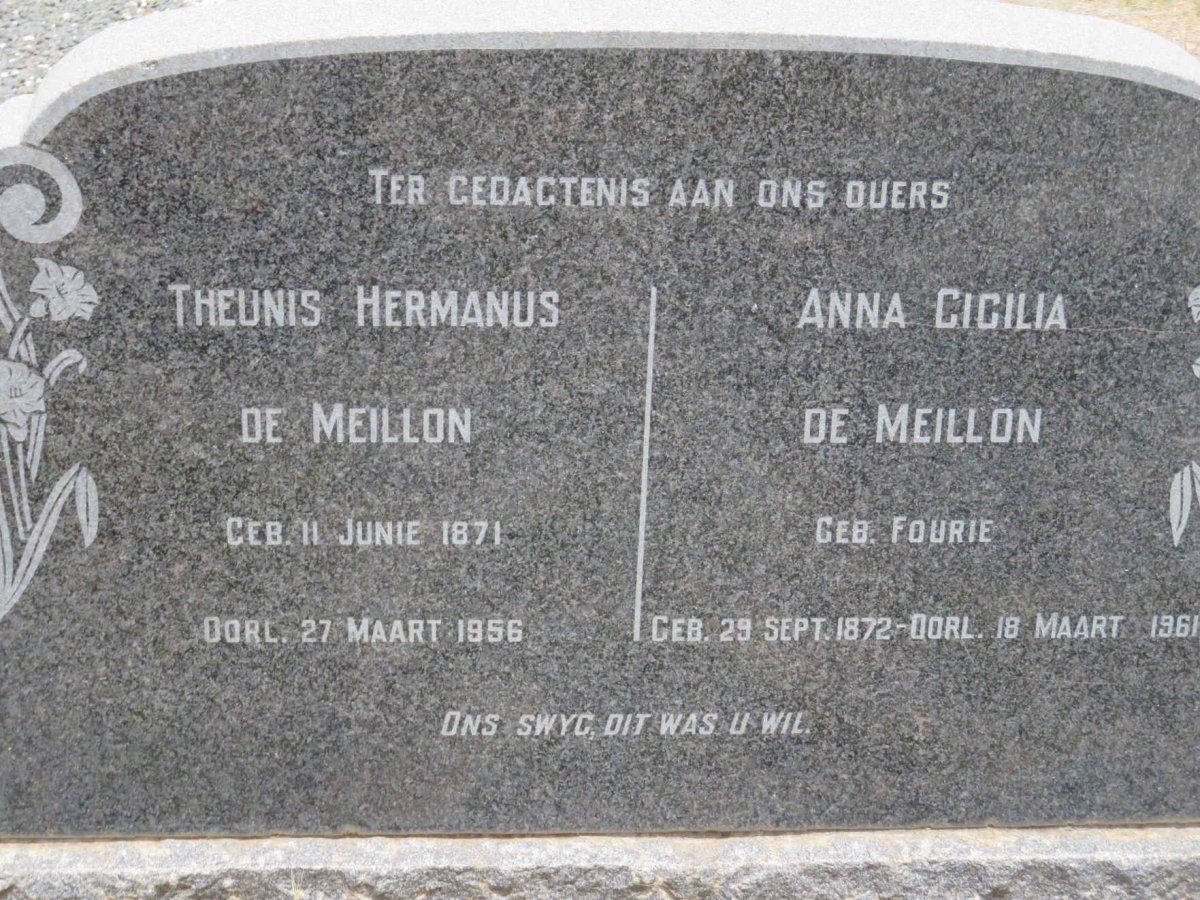 MEILLON Theunis Hermanus, de 1871-1956 &amp; Anna Cicilia FOURIE 1872-1961