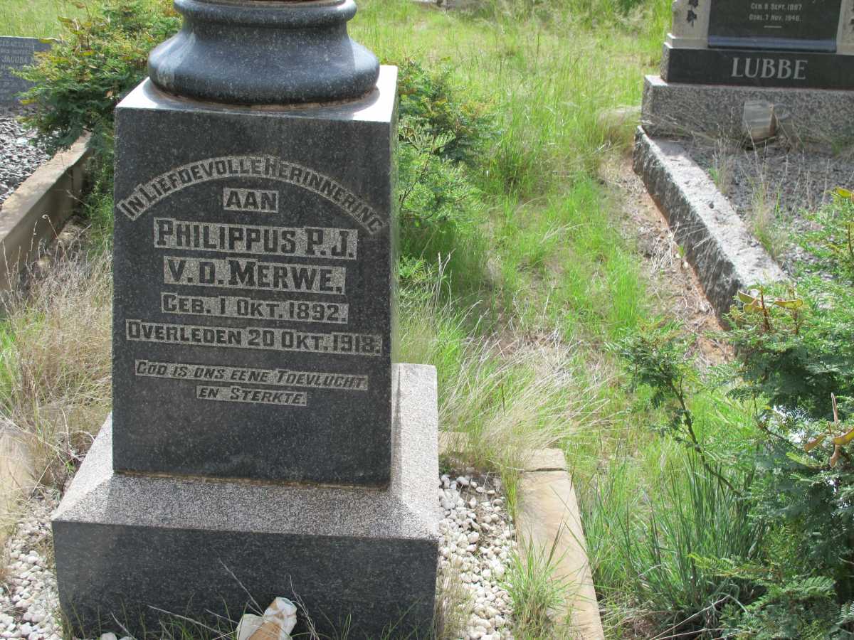 MERWE Philippus P.J., v.d. 1892-1918