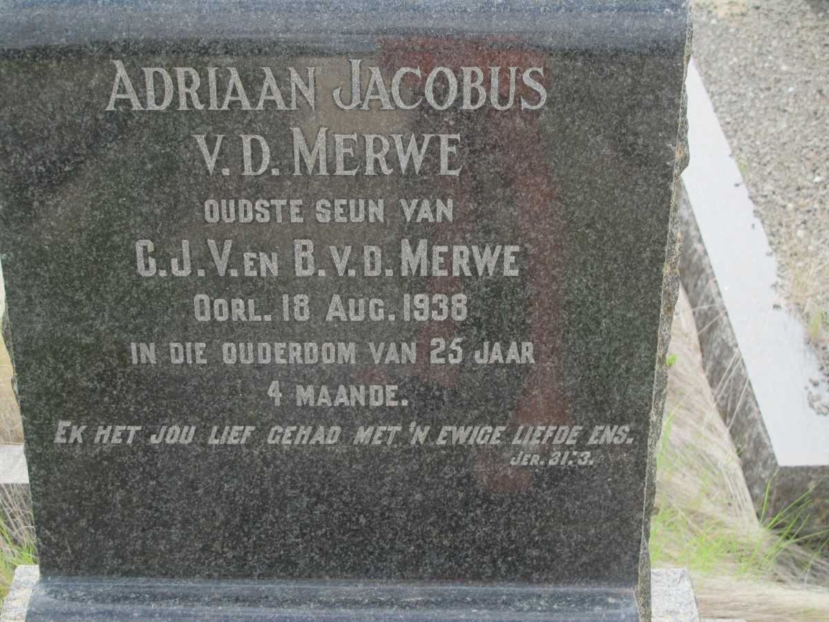 MERWE Adriaan Jacobus, v.d. -1938