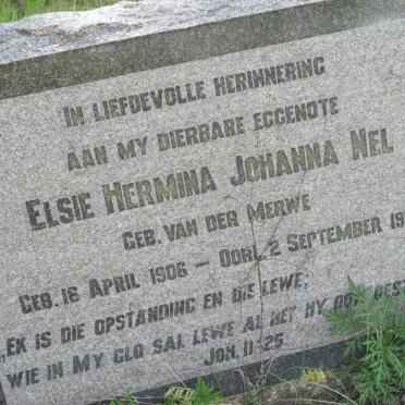 NEL Elsie Hermina Johanna nee van der MERWE 1906-1954
