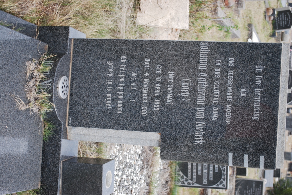 NIEKERK Johanna Catharina, van nee SNYMAN 1899-1980