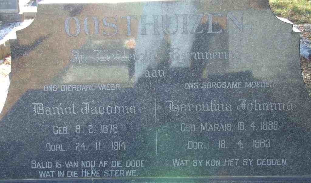 OOSTHUIZEN Daniel Jacobus 1878-1914 &amp; Herculina Johanna MARAIS 1883-1963