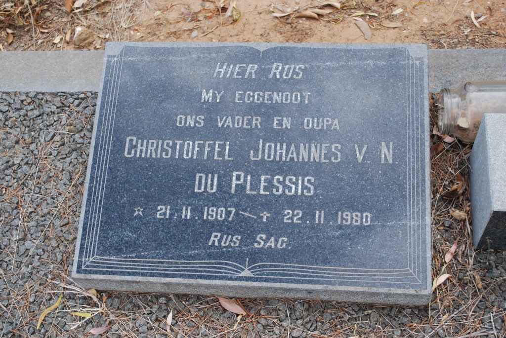 PLESSIS Christoffel Johannes v.N., du 1907-1980