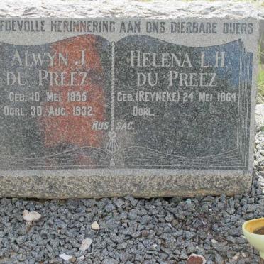 PREEZ Alwyn J., du 1855-1932 &amp; Helena L.H. REYNEKE 1864-