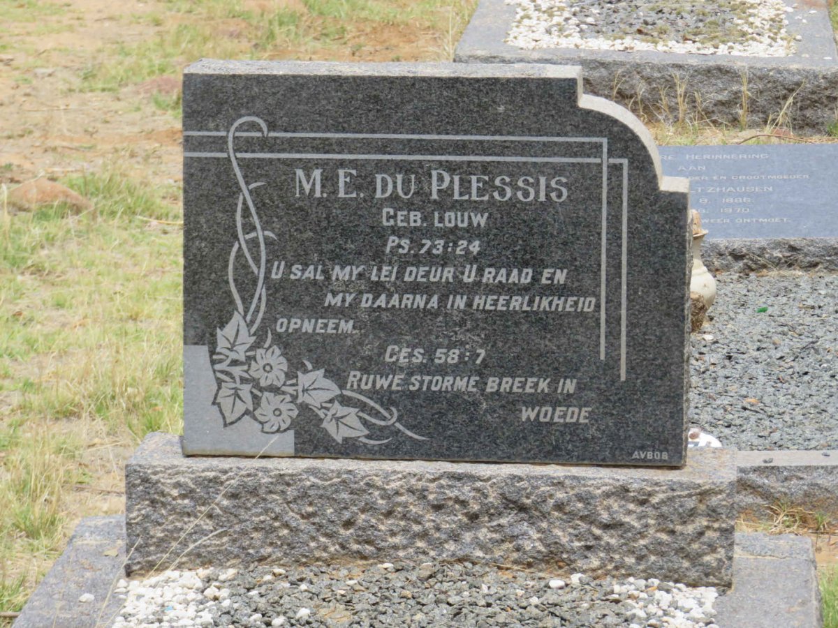PLESSIS M.E., du nee LOUW