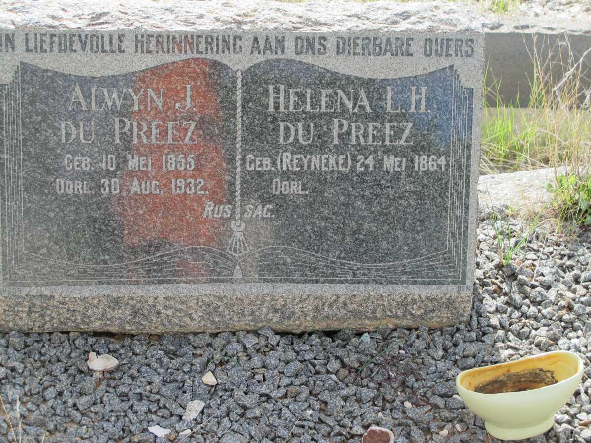 PREEZ Alwyn J., du 1855-1932 &amp; Helena L.H. REYNEKE 1864-