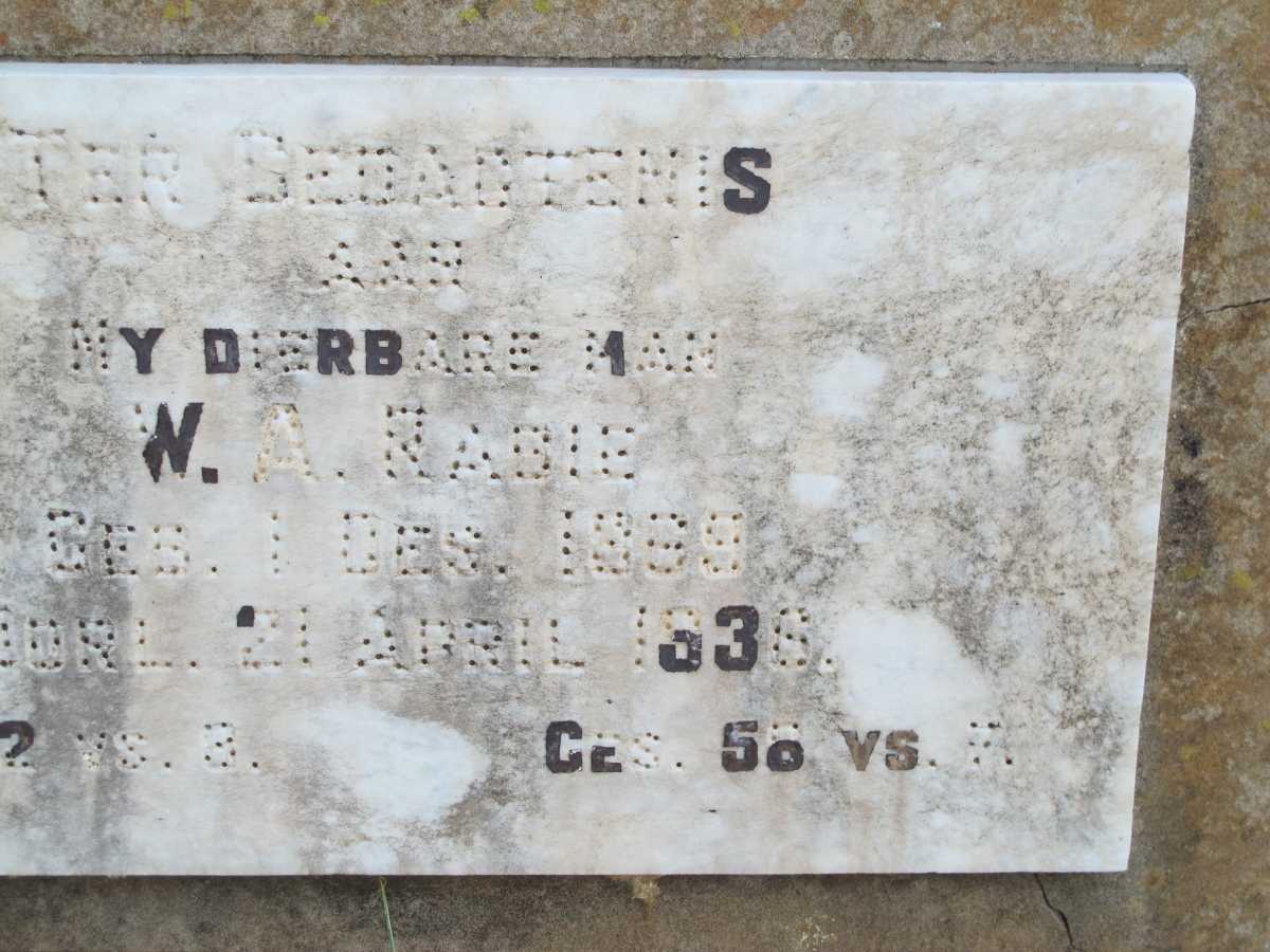 RABIE W.A. 18?9-1936
