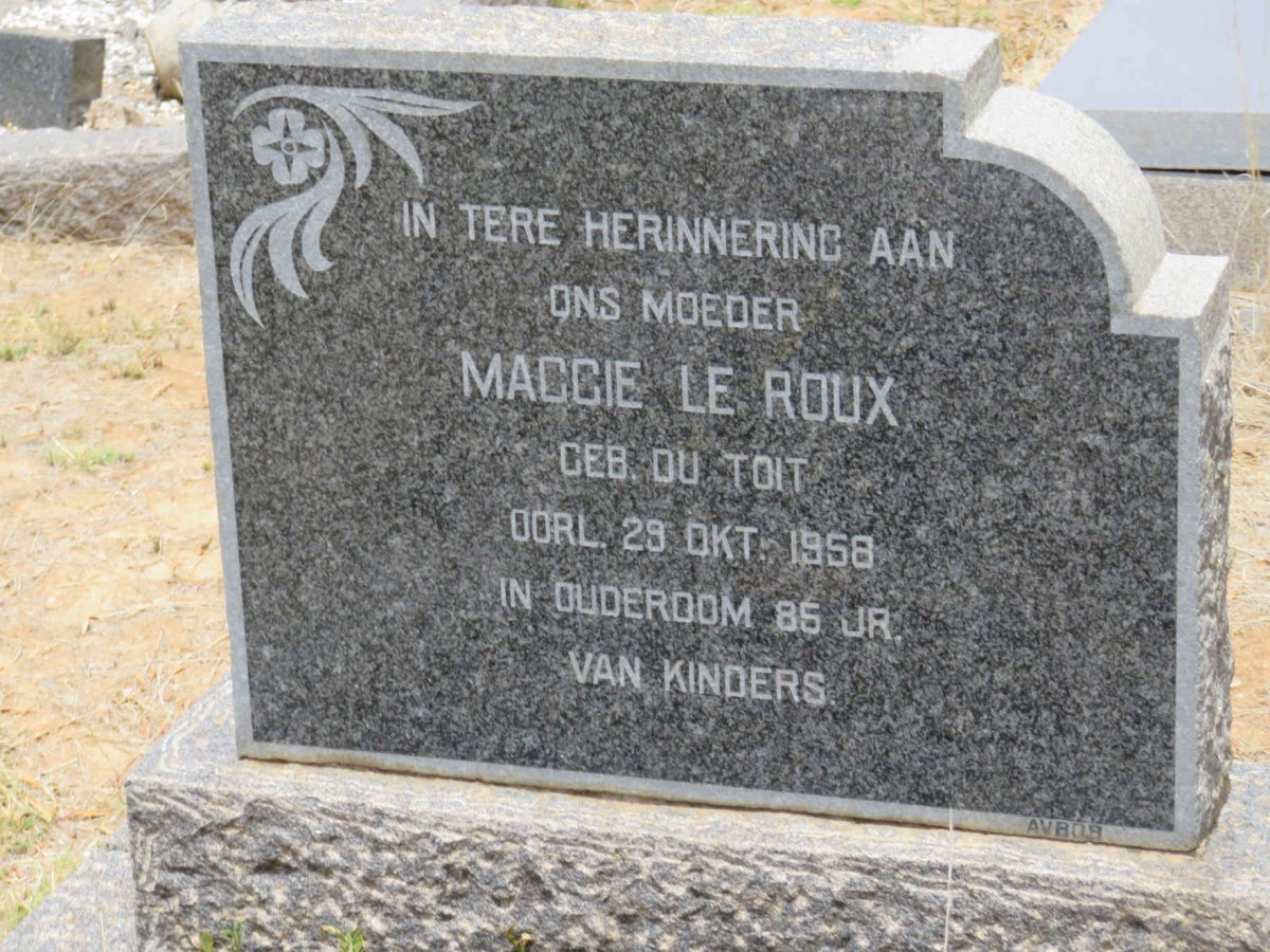 ROUX Maggie, le nee DU TOIT -1958