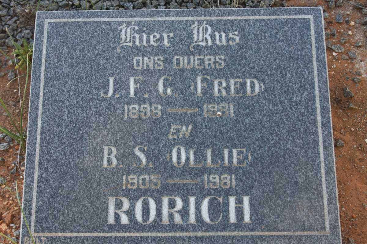 RORICH J.F.G. 1898-1981 &amp; B.S. 1905-1981