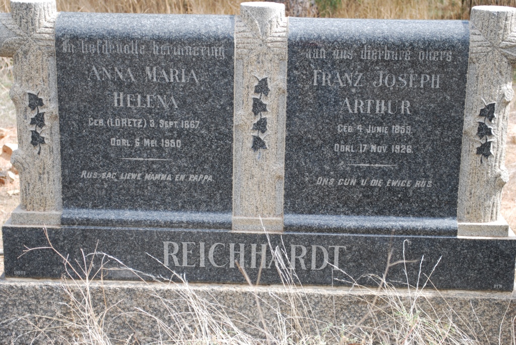 REICHHARDT Franz Joseph Arthur 1859-1928 &amp; Anna Maria Helena LORETZ 1867-1960