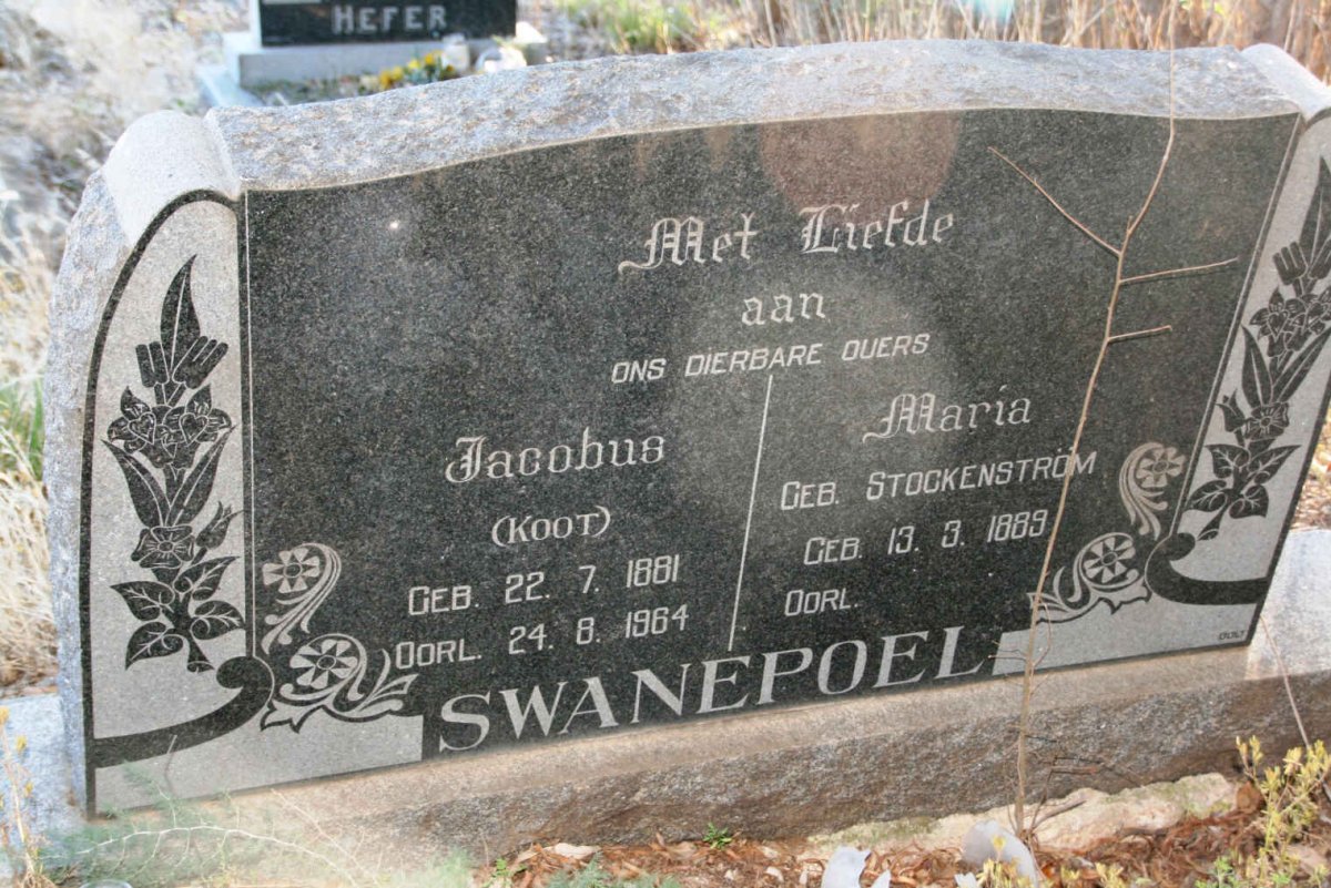 SWANEPOEL Jacobus 1881-1964 &amp; Maria STOCKENSTRÖM 1889-