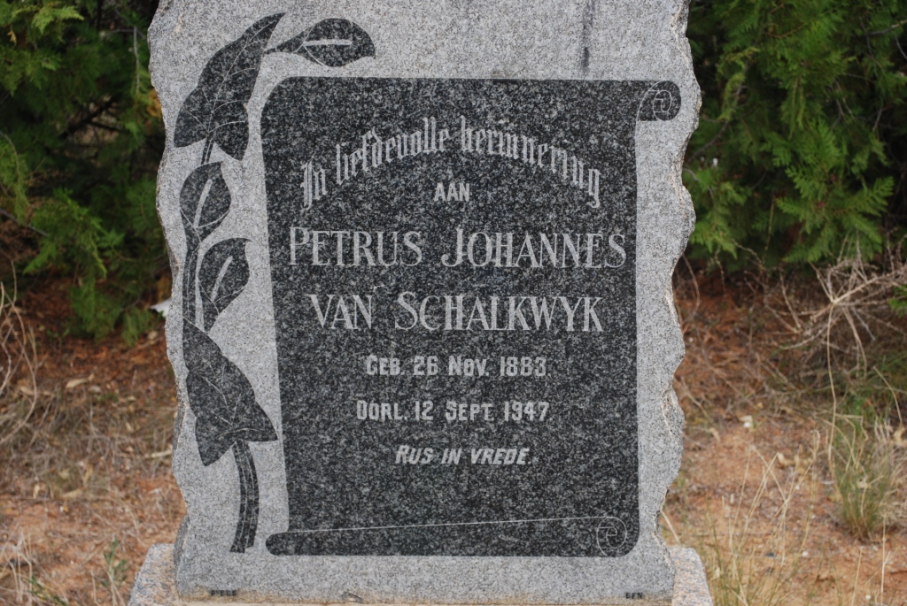 SCHALKWYK Petrus Johannes, van 1883-1947