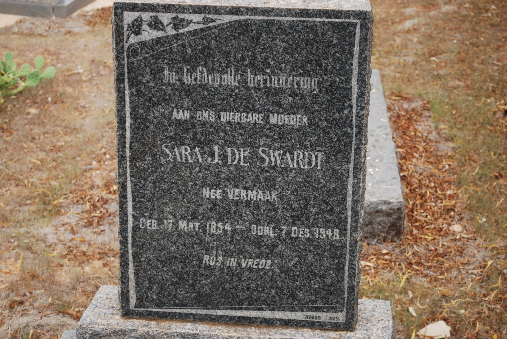 SWARDT Sara J., de nee VERMAAK 1854-1948