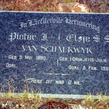 SCHALKWYK Pieter J., van 1880- &amp; Elsje S.S. CRONJE 1886-1953