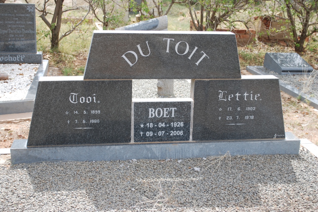 TOIT Tooi, du 1899-1980 &amp; Lettie 1903-1978 :: DU TOIT Boet 1926-2006
