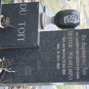 TOIT Hester Wilhelmina, du nee VAN NIEKERK 1884-1969