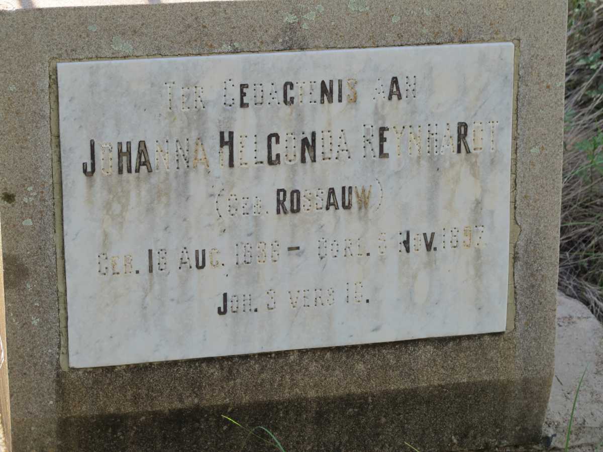 REYNHARDT Johanna Hilgonda nee ROSSAUW 1836-1897