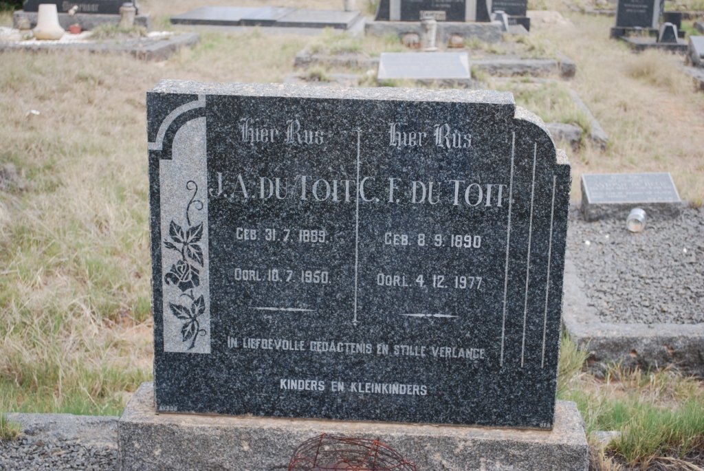 TOIT J.A., du 1889-1950 &amp; C.F. 1890-1977