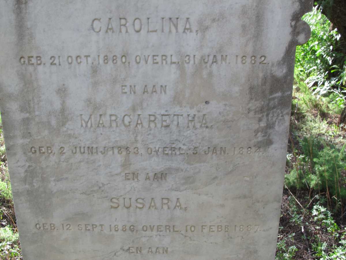 TOIT Carolina , du 1880-1882 :: DU TOIT Margaretha 1883-1884 :: DU TOIT Susara 1886-1887