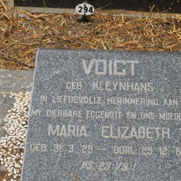 VOIGT Maria Elizabeth nee KLEYNHANS 1929-1960