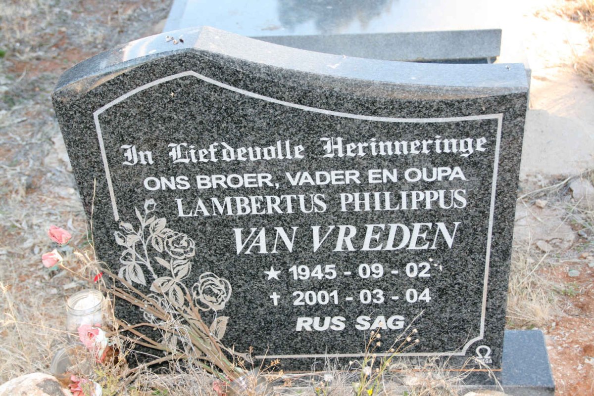 VREDEN Lambertus Philippus, van 1945-2001