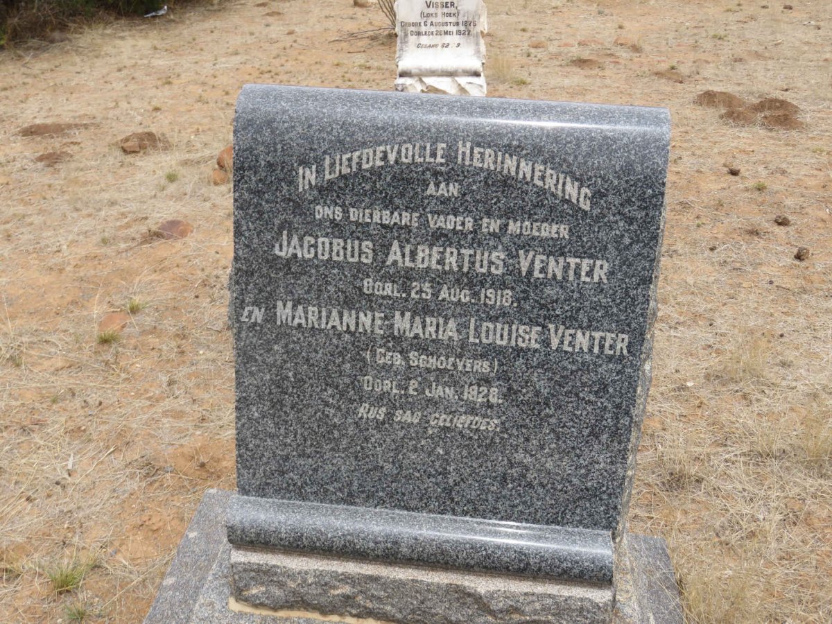 VENTER Jacobus Albertus -1918 &amp; Marianne Maria Louise SCHOEVERS -1928
