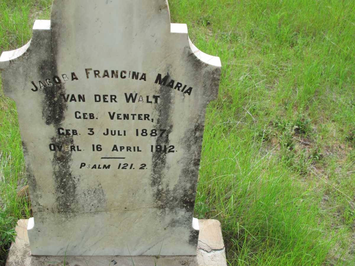 WALT Jacoba Francina Maria, van der nee VENTER 1887-1912