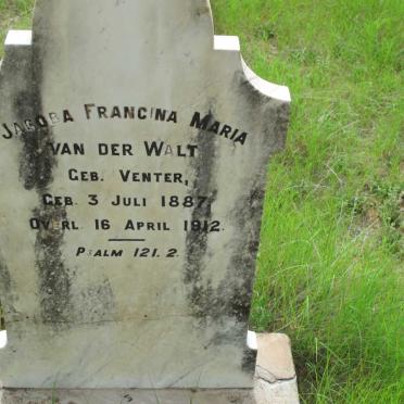 WALT Jacoba Francina Maria, van der nee VENTER 1887-1912