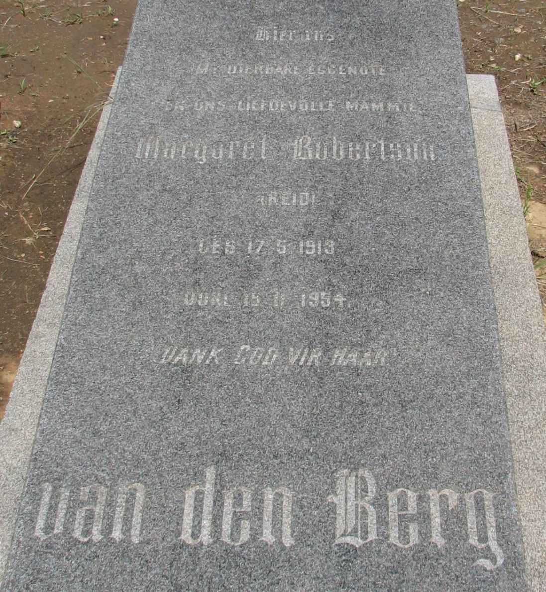 BERG Margaret Robertson, van den nee REID 1913-1954