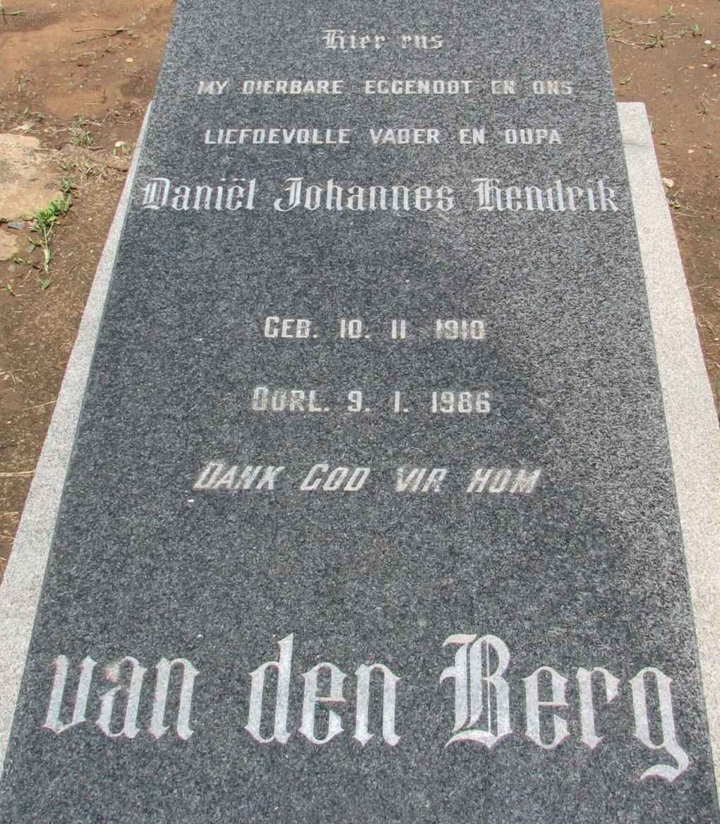 BERG Daniel Johannes Hendrik, van den 1910-1986
