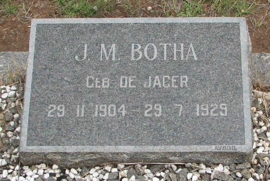 BOTHA J.M. nee de JAGER 1904-1929