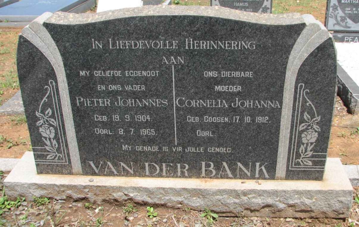 BANK Pieter Johannes, van der 1904-1965 &amp; Cornelia Johanna GOOSEN 1912-