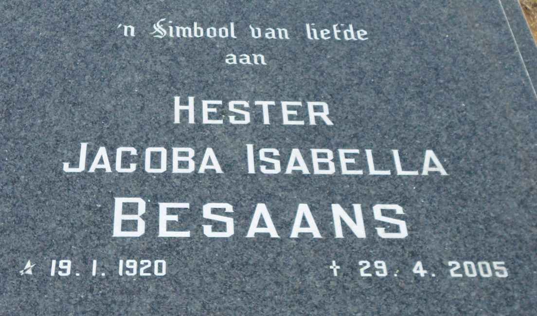 BESAANS Hester Jacoba Isabella 1920-2005