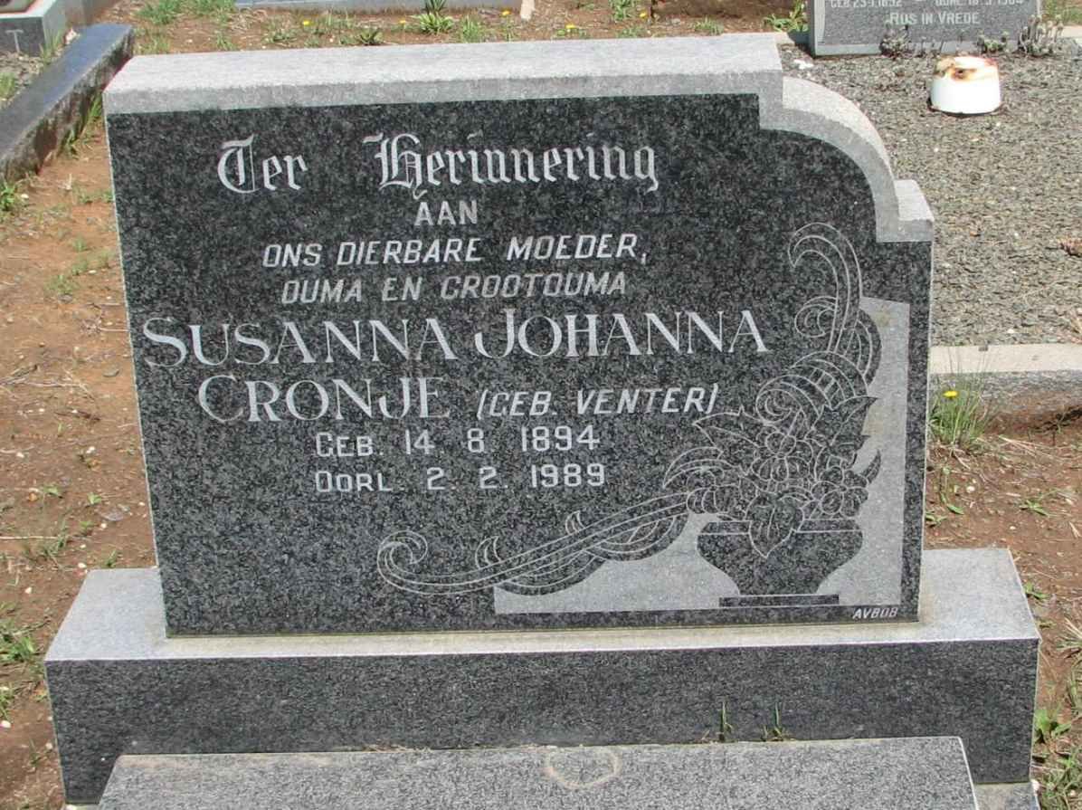 CRONJE Susanna Johanna nee VENTER 1894-1989