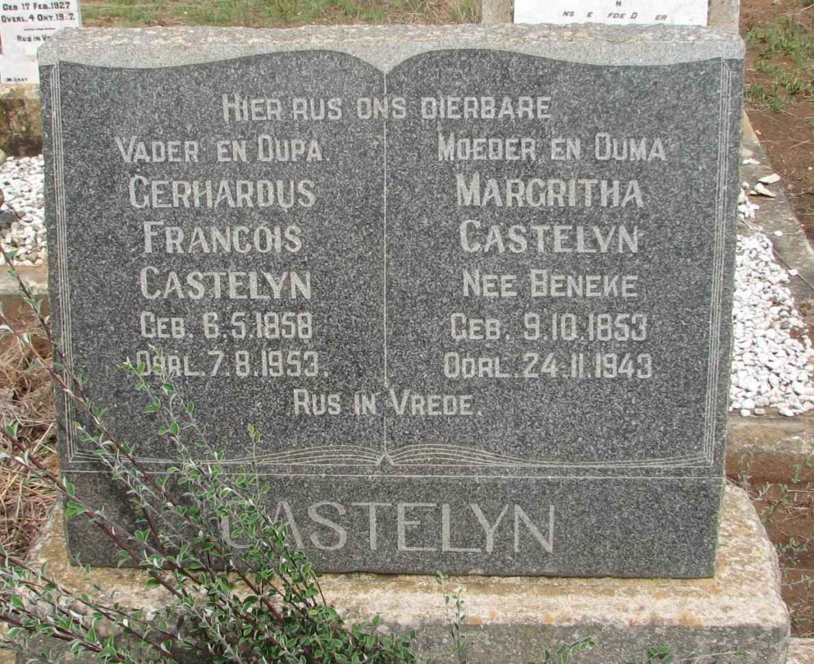 CASTELYN Gerhardus Francois 1858-1953 &amp; Margritha BENEKE 1853-1943