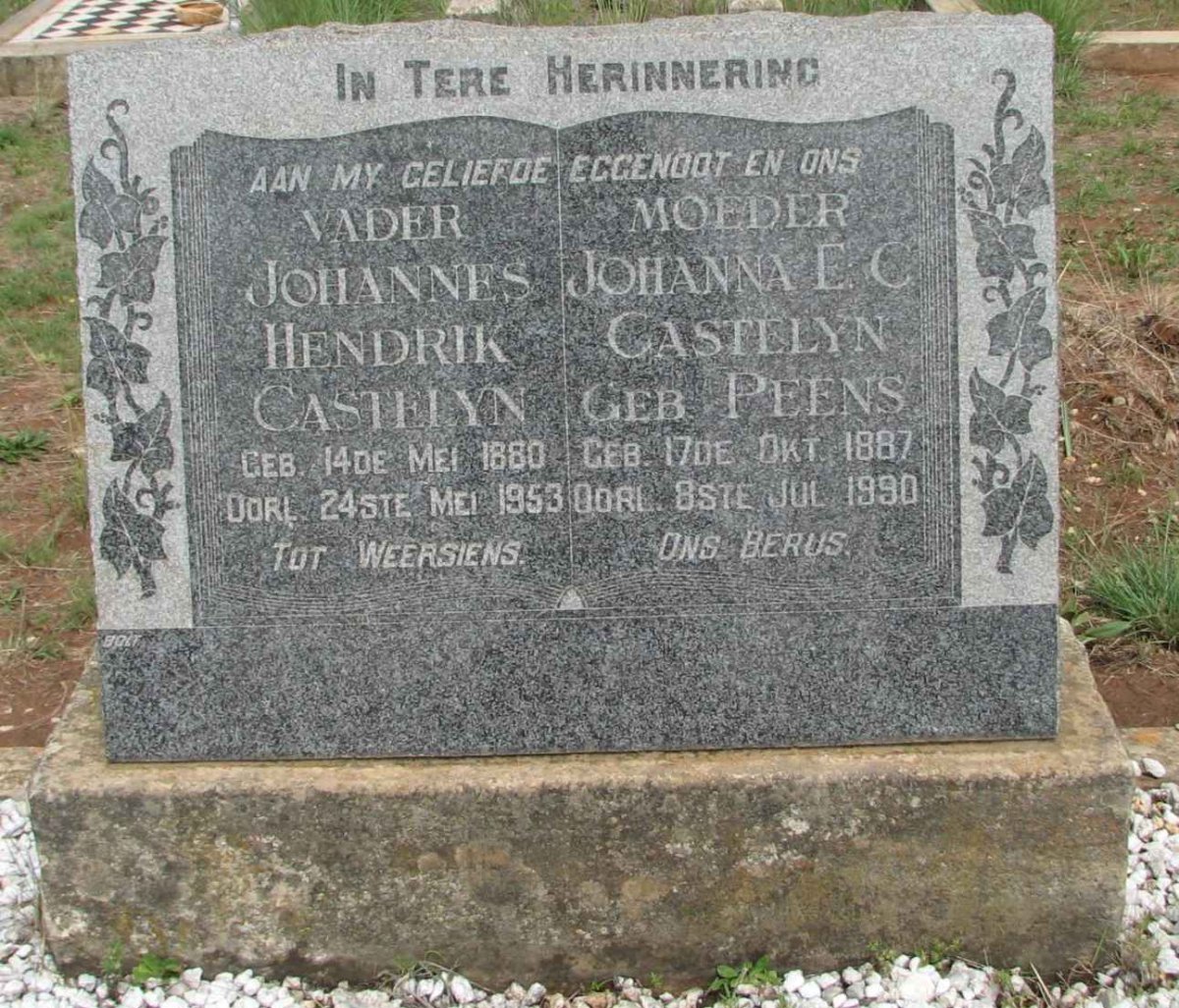 CASTELYN Johannes Hendrik 1880-1953 &amp; Johanna E.C. PEENS 1887-1990