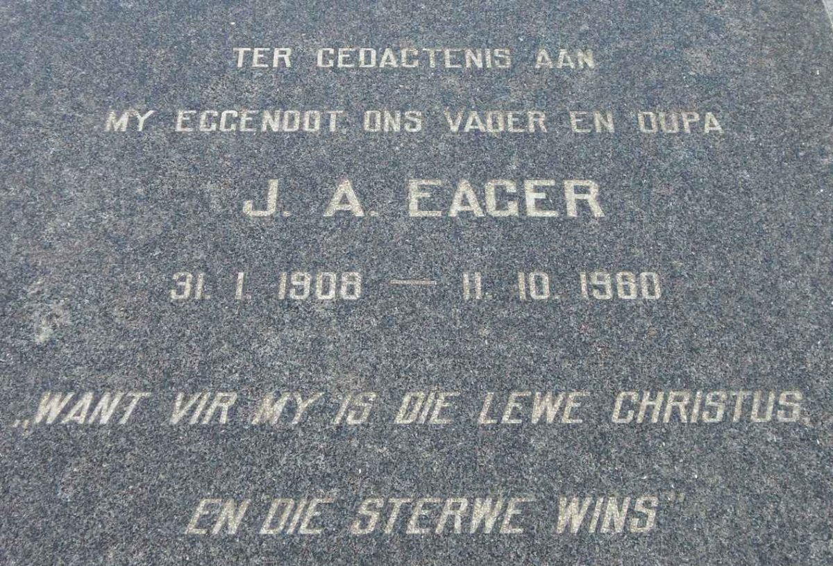 EAGER J.A. 1908-1980