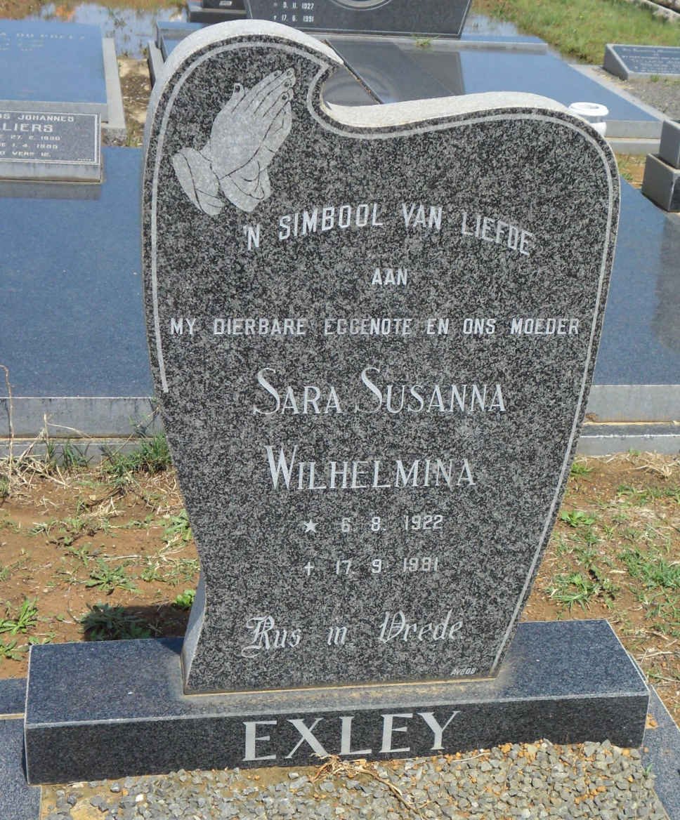 EXLEY Sara Susanna Wilhelmina 1922-1981