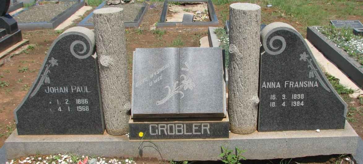 GROBLER Johan Paul 1886-1968 &amp; Anna Fransina 1898-1984