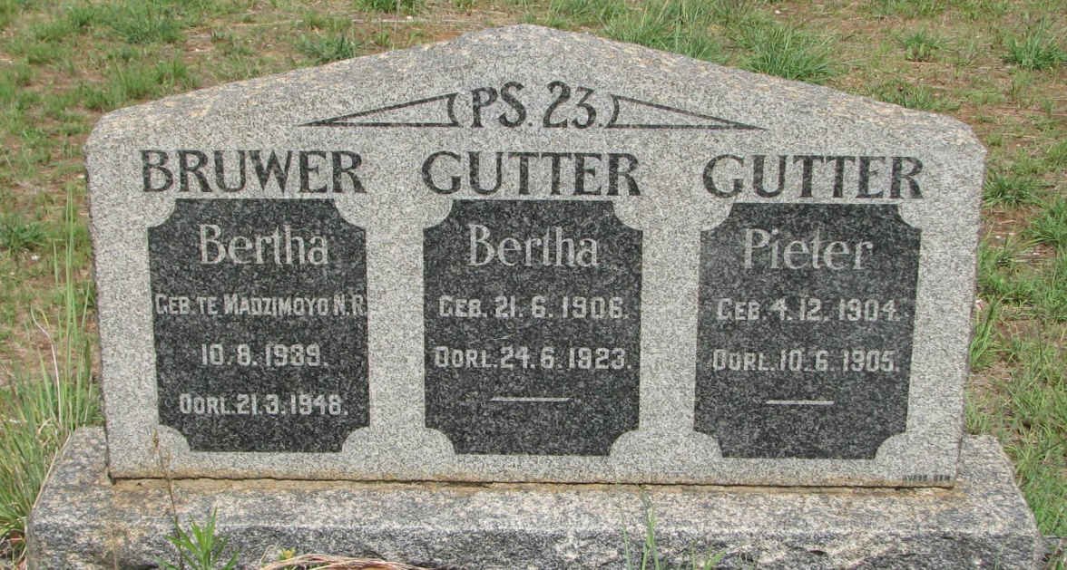 GUTTER Pieter 1904-1905 &amp; Bertha 1906-1923 :: BRUWER Bertha 1939-1948